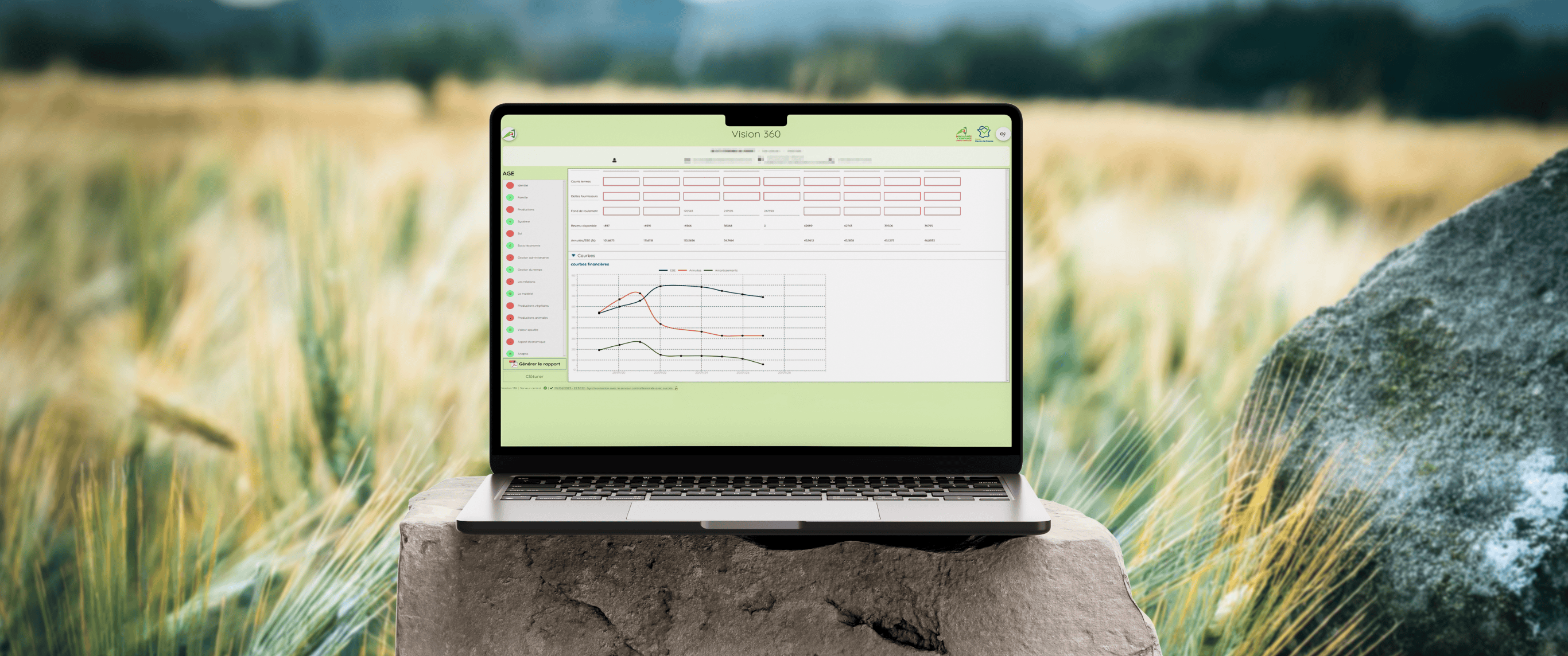 Application Vision 360 sur ordinateur portable – outil sur mesure pour l’agriculture