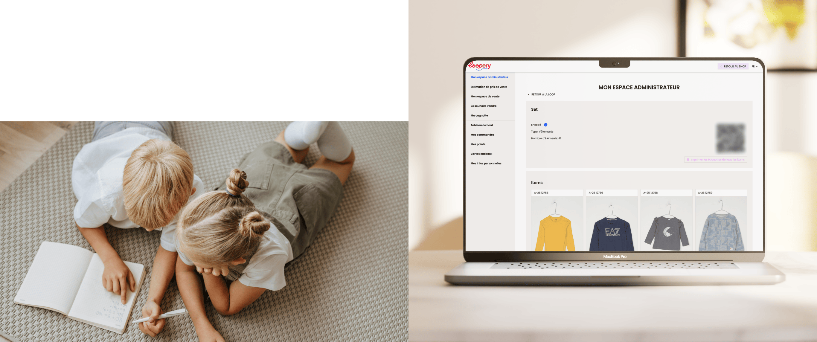 Application Loopery – interface pour la gestion de la collecte et vente de vêtements